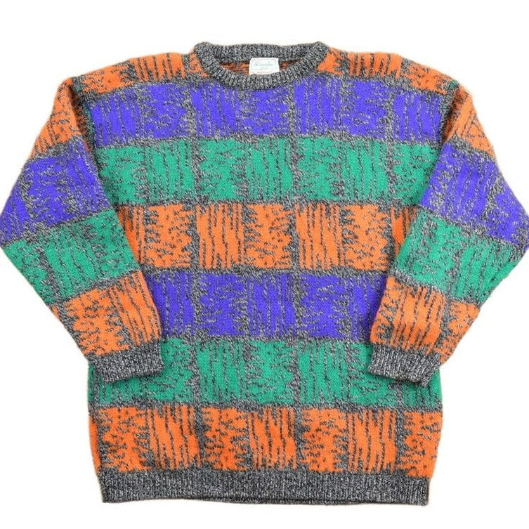Other Clothing > Gender Neutral Adult Clothing > Hoodies & Sweatshirts > Sweatshirts Vintage 1980s United Colors Of Benneton Knit Plaid Sweater Men's Medium