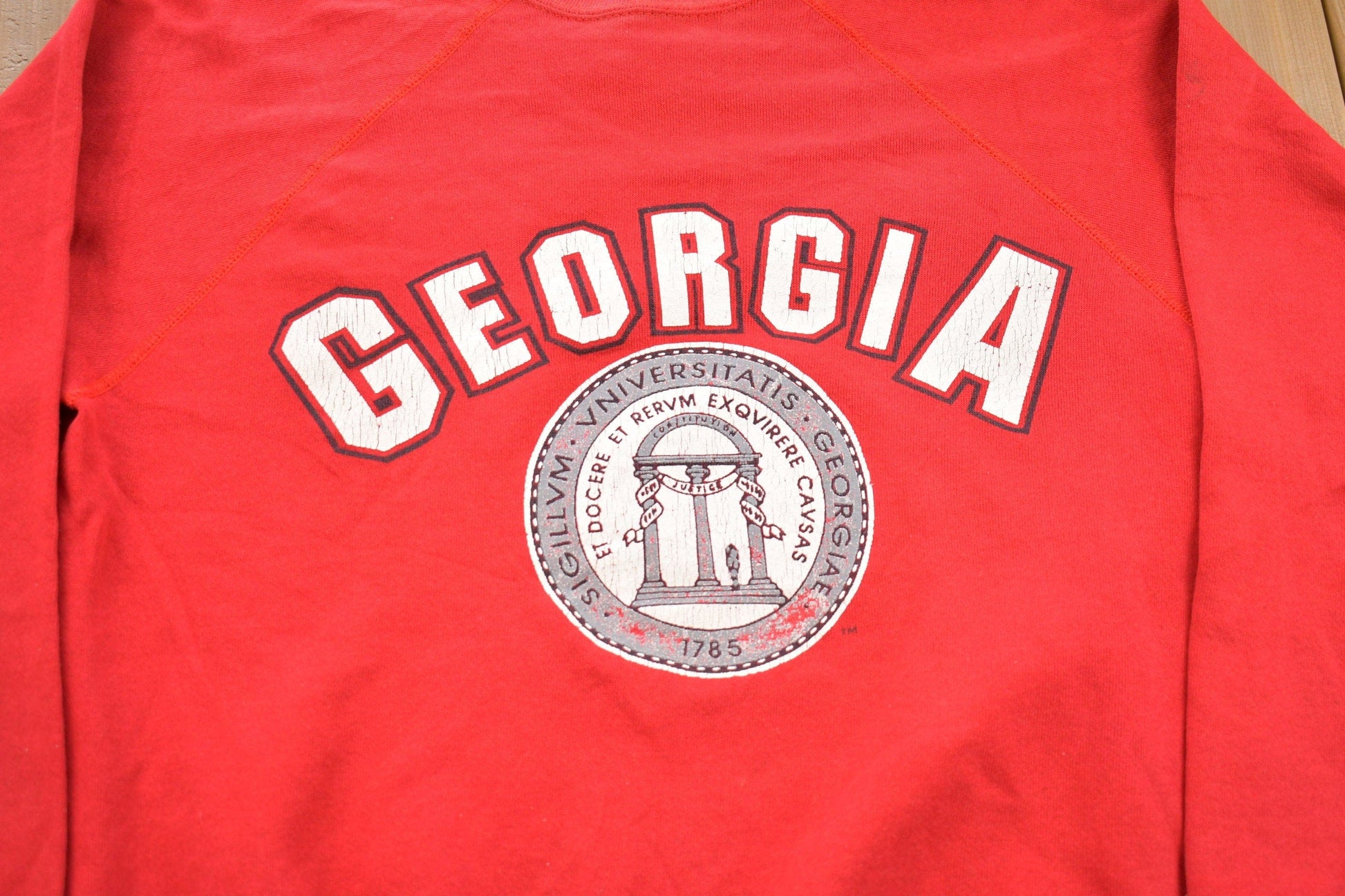 Other Clothing > Gender Neutral Adult Clothing > Hoodies & Sweatshirts > Sweatshirts Vintage 1980s University of Georgia Graphic Collegiate Crewneck Men's Large/ Collegiate / NCAA Sweatshirt / Sportswear / Americana / 80s Georgia