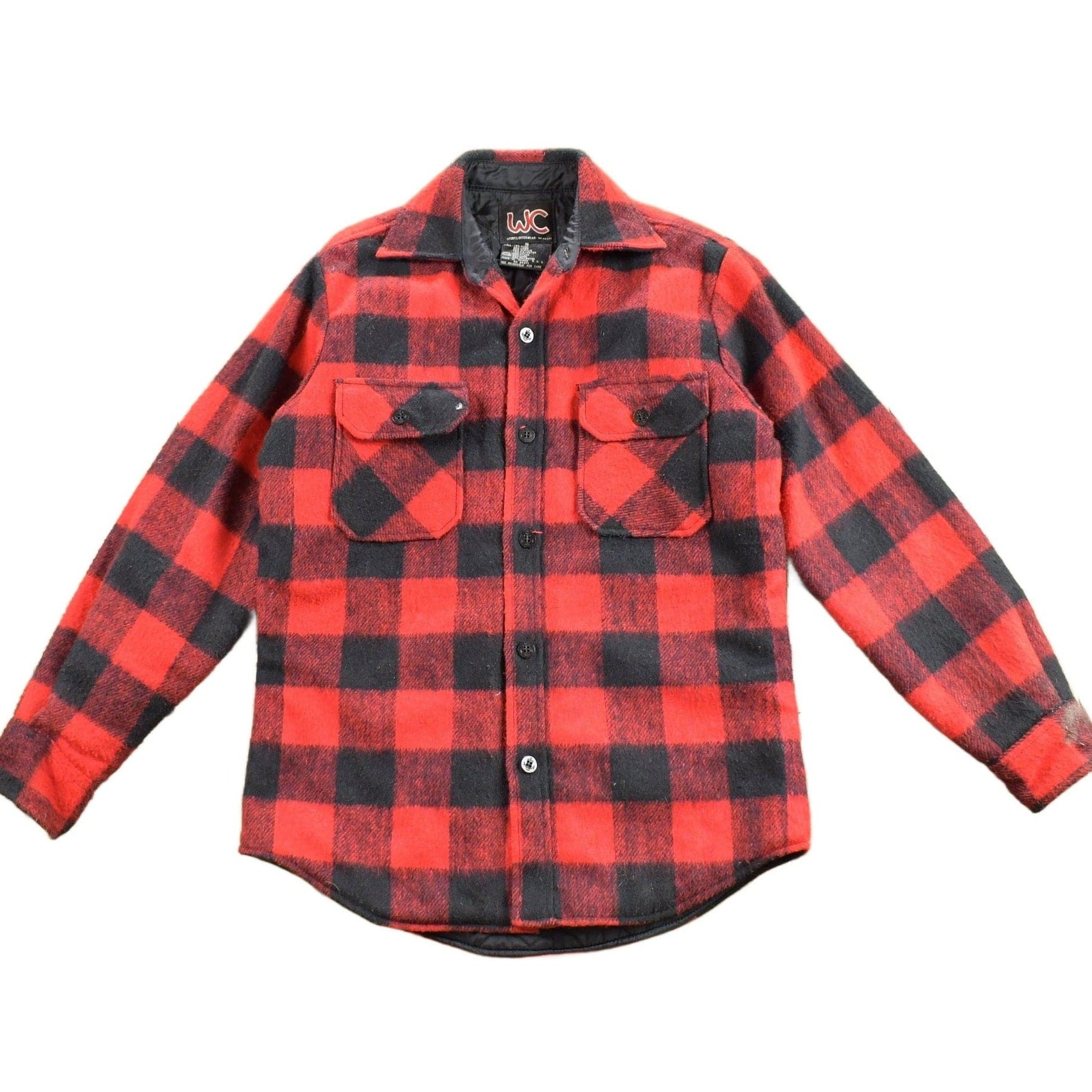Other Clothing > Gender Neutral Adult Clothing > Hoodies & Sweatshirts > Sweatshirts Vintage 1980s WC Buffalo Plaid Wool Button Up Shirt Men's Small
