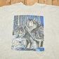 Other Clothing > Gender Neutral Adult Clothing > Hoodies & Sweatshirts > Sweatshirts Vintage 1980s Wolf Theme Graphic Raglan Crewneck Men's XL