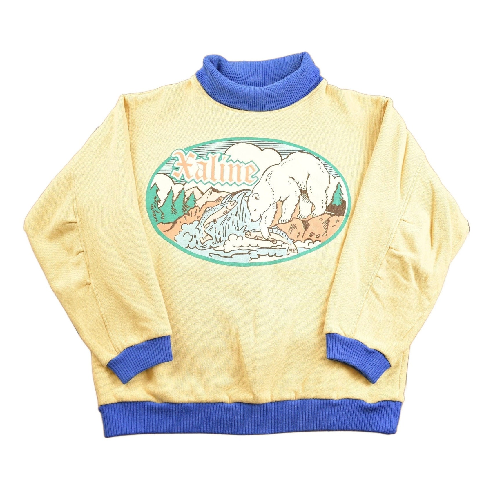 Other Clothing > Gender Neutral Adult Clothing > Hoodies & Sweatshirts > Sweatshirts Vintage 1980s Xaline Polar Bear Fish Theme Turtleneck Men's Large