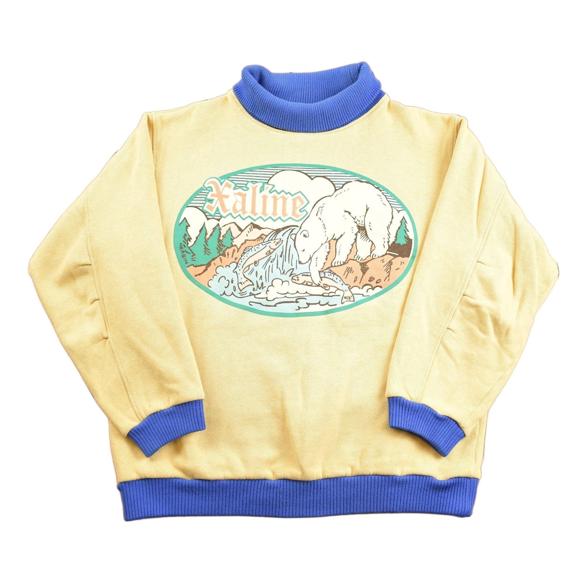 Other Clothing > Gender Neutral Adult Clothing > Hoodies & Sweatshirts > Sweatshirts Vintage 1980s Xaline Polar Bear Fish Theme Turtleneck Men's Large