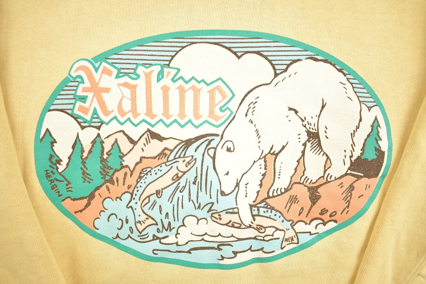 Other Clothing > Gender Neutral Adult Clothing > Hoodies & Sweatshirts > Sweatshirts Vintage 1980s Xaline Polar Bear Fish Theme Turtleneck Men's Large