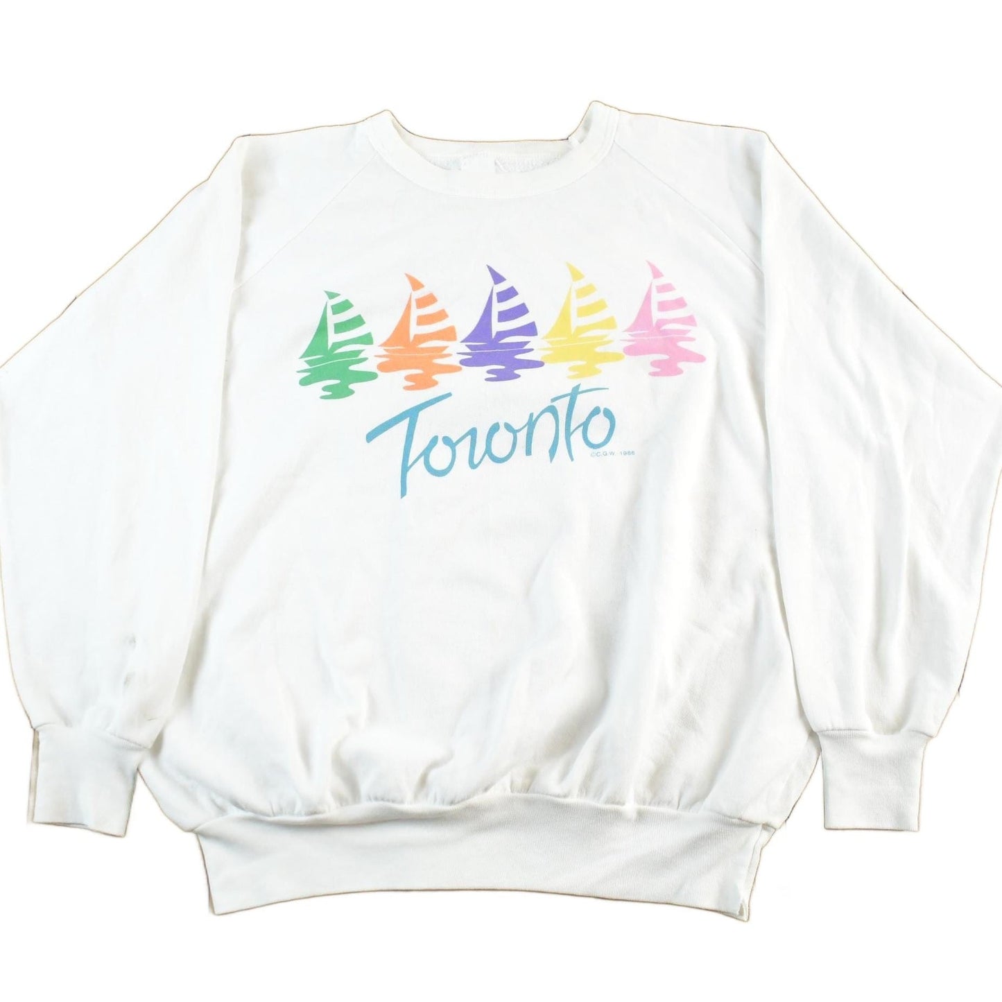 Other Clothing > Gender Neutral Adult Clothing > Hoodies & Sweatshirts > Sweatshirts Vintage 1986 Toronto Theme Crewneck Sweatshirt Men's L