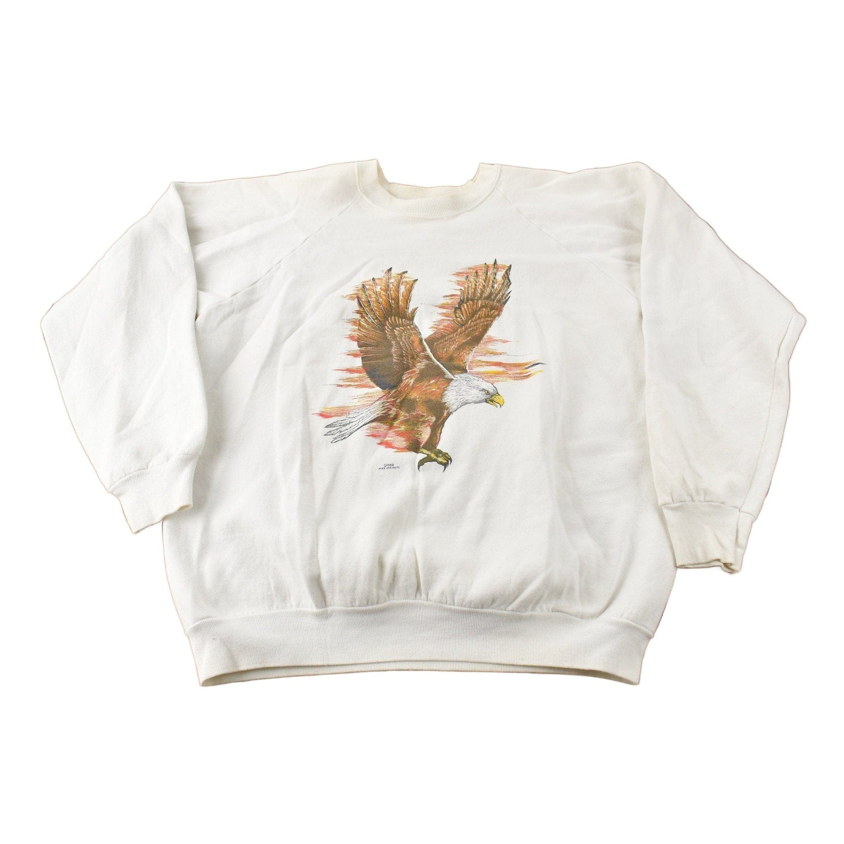 Other Clothing > Gender Neutral Adult Clothing > Hoodies & Sweatshirts > Sweatshirts Vintage 1988 American Bald Eagle Graphic Crewneck Sweatshirt Men's Large