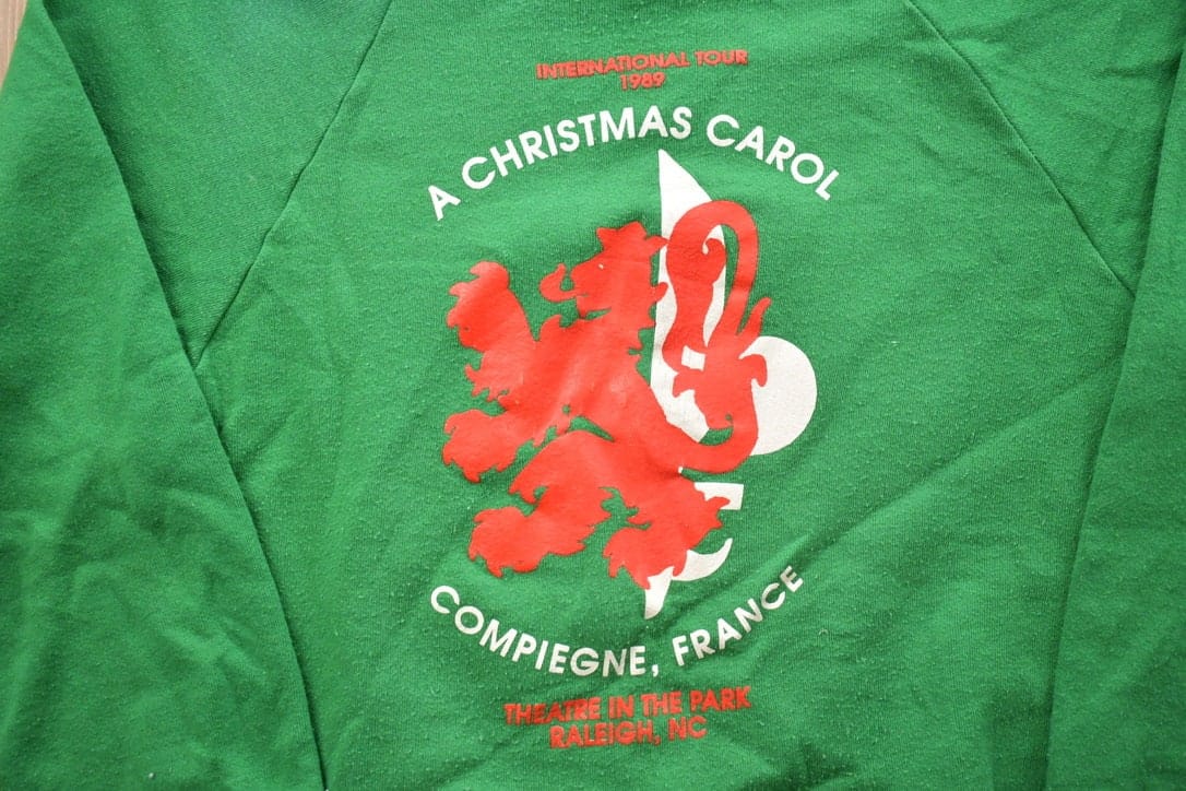 Other Clothing > Gender Neutral Adult Clothing > Hoodies & Sweatshirts > Sweatshirts Vintage 1989 A Christmas Carol International Tour Compiegne France Sweater Men's Small