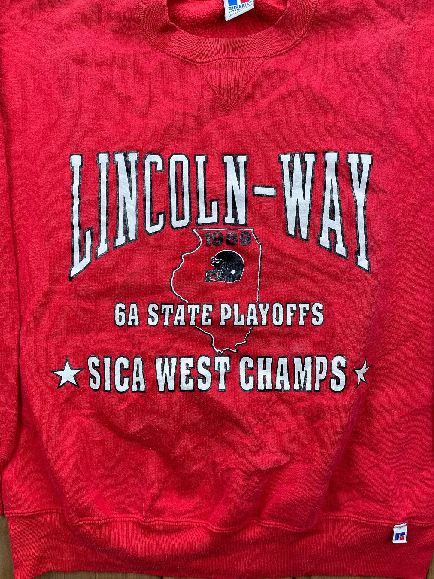 Other Clothing > Gender Neutral Adult Clothing > Hoodies & Sweatshirts > Sweatshirts Vintage 1989 University of Lincoln Way Crewneck , Made In USA / Sweatshirt / NCAA Sweatshirt / Russell Athletics / Sportswear / Athleisure