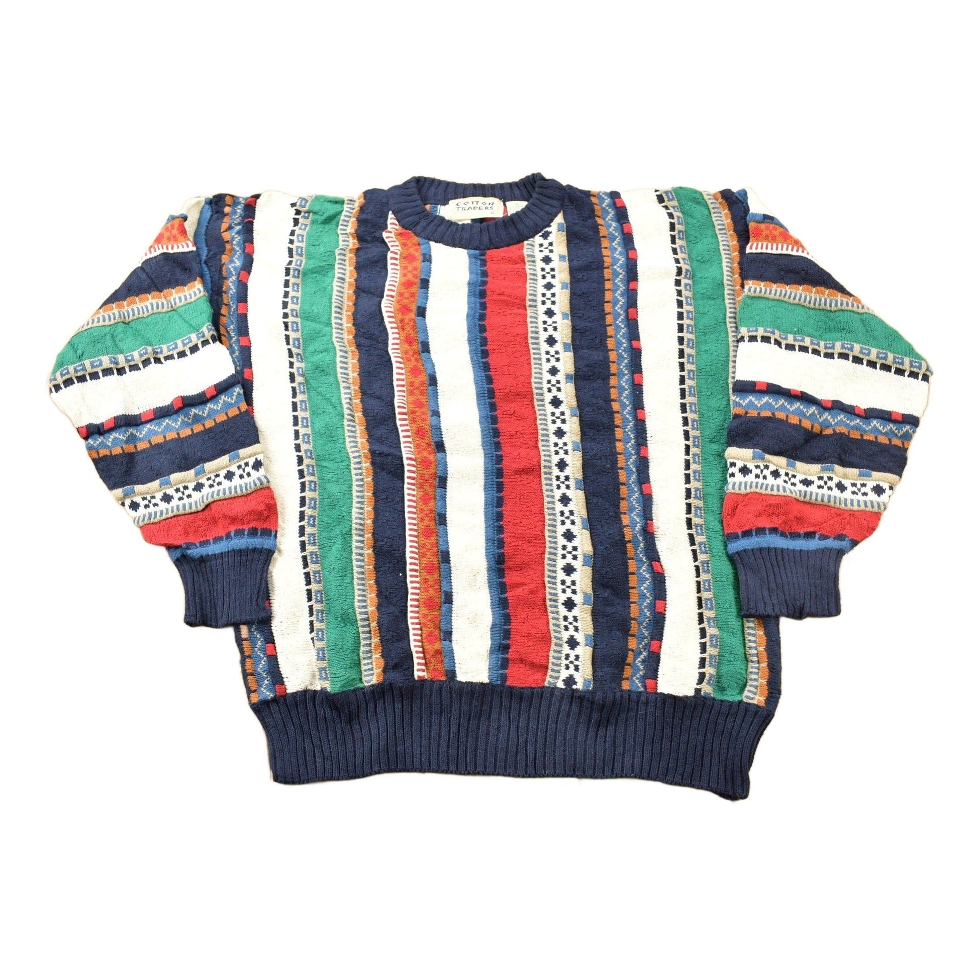 Other Clothing > Gender Neutral Adult Clothing > Hoodies & Sweatshirts > Sweatshirts Vintage 1990s 3D Cable Knit Cotton Traders Sweater