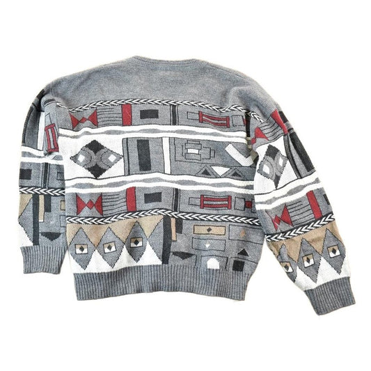 Other Clothing > Gender Neutral Adult Clothing > Hoodies & Sweatshirts > Sweatshirts Vintage 1990s Abstract Knit Crewneck Sweater Mens XL