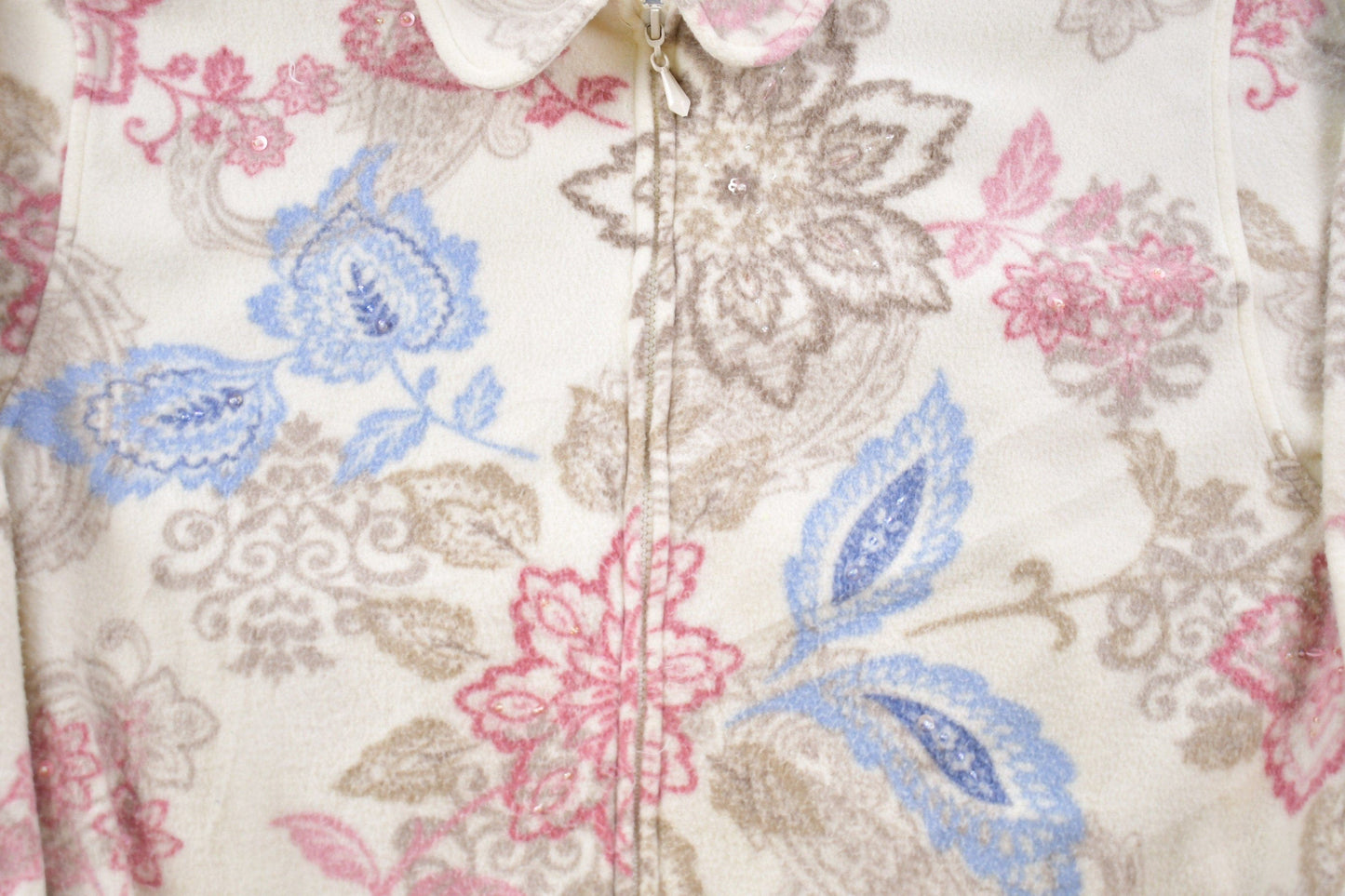 Other Clothing > Gender Neutral Adult Clothing > Hoodies & Sweatshirts > Sweatshirts Vintage 1990s Alfred Dunner All Over Print Full Zip Fleece Sweater / Sportswear / 90s Crewneck / Streetwear / Athleisure / Hiking