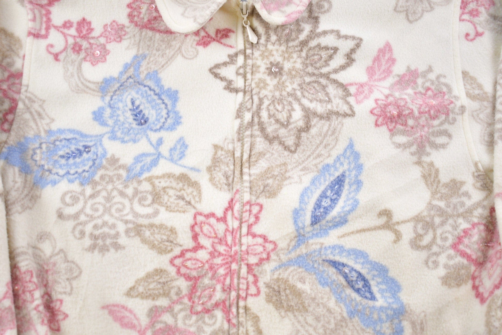 Other Clothing > Gender Neutral Adult Clothing > Hoodies & Sweatshirts > Sweatshirts Vintage 1990s Alfred Dunner All Over Print Full Zip Fleece Sweater / Sportswear / 90s Crewneck / Streetwear / Athleisure / Hiking