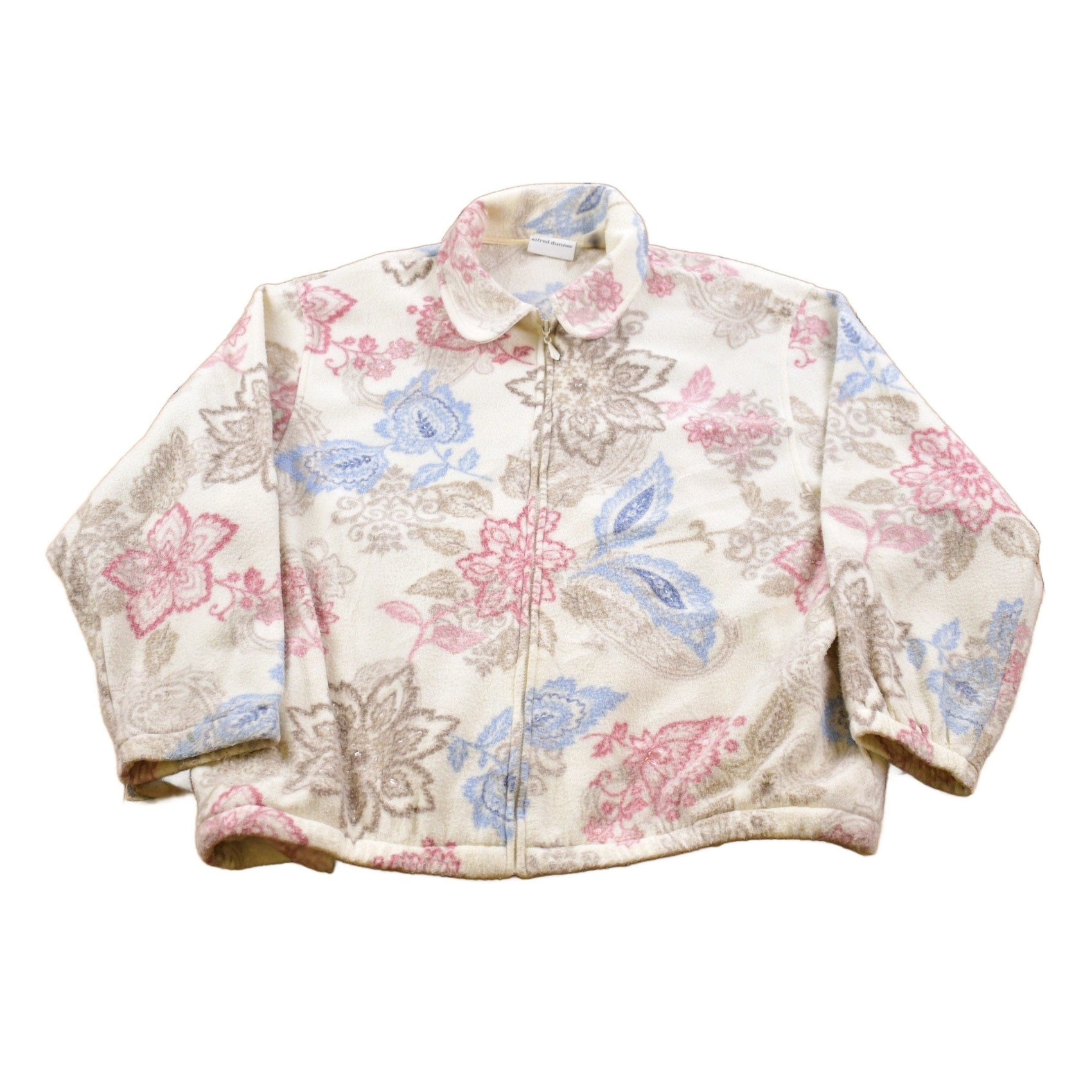 Other Clothing > Gender Neutral Adult Clothing > Hoodies & Sweatshirts > Sweatshirts Vintage 1990s Alfred Dunner All Over Print Full Zip Fleece Sweater / Sportswear / 90s Crewneck / Streetwear / Athleisure / Hiking