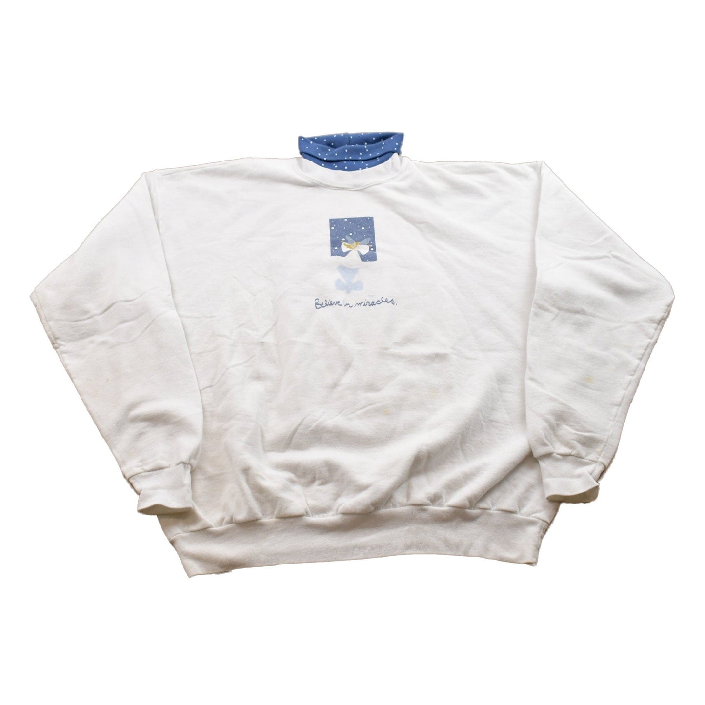 Other Clothing > Gender Neutral Adult Clothing > Hoodies & Sweatshirts > Sweatshirts Vintage 1990s Angel Theme Crewneck Sweater Men's 2XL