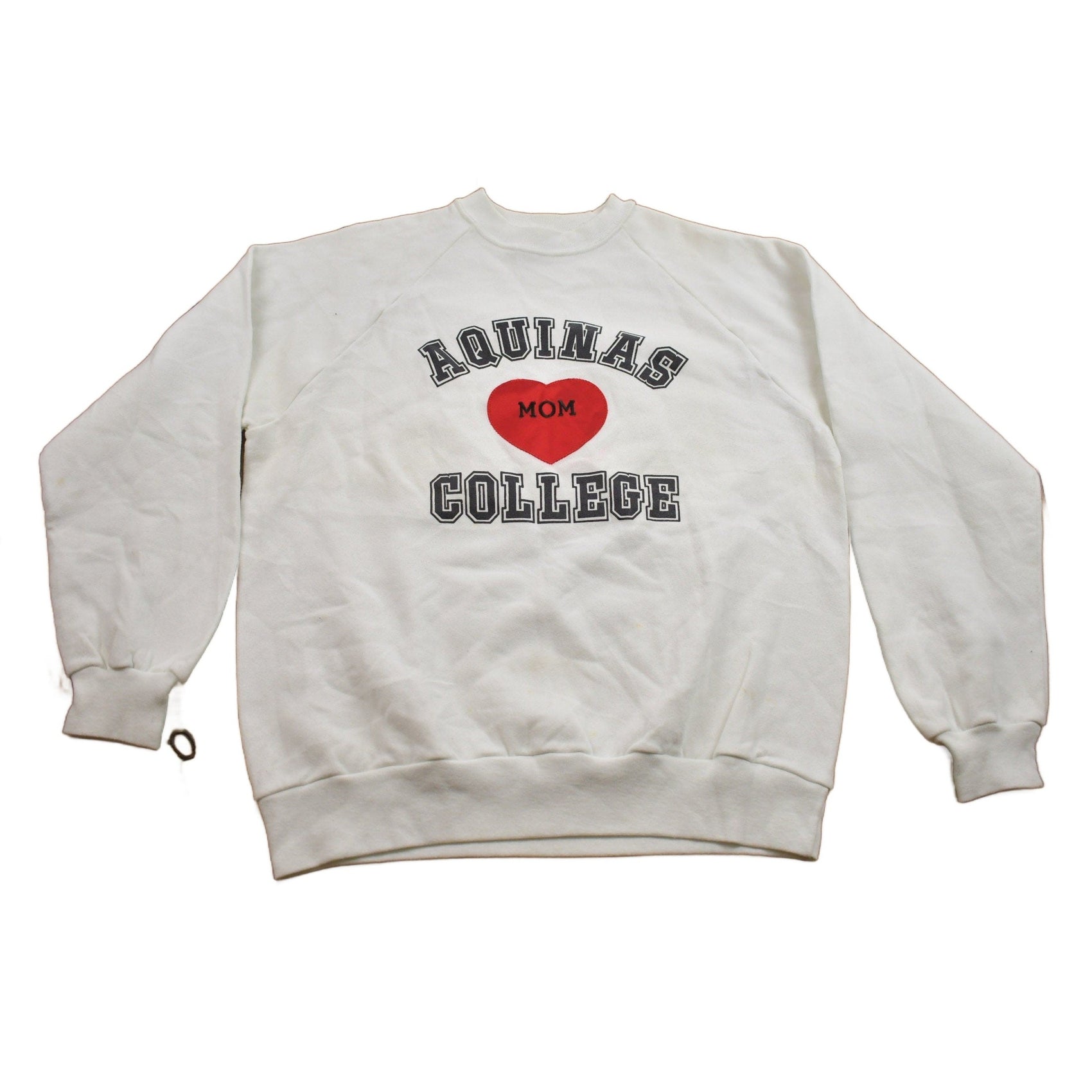 Other Clothing > Gender Neutral Adult Clothing > Hoodies & Sweatshirts > Sweatshirts Vintage 1990s Aquinas College Collegiate Mom Crewneck / Vintage Aquinas College / Sportswear / Americana / Raglan Crewneck
