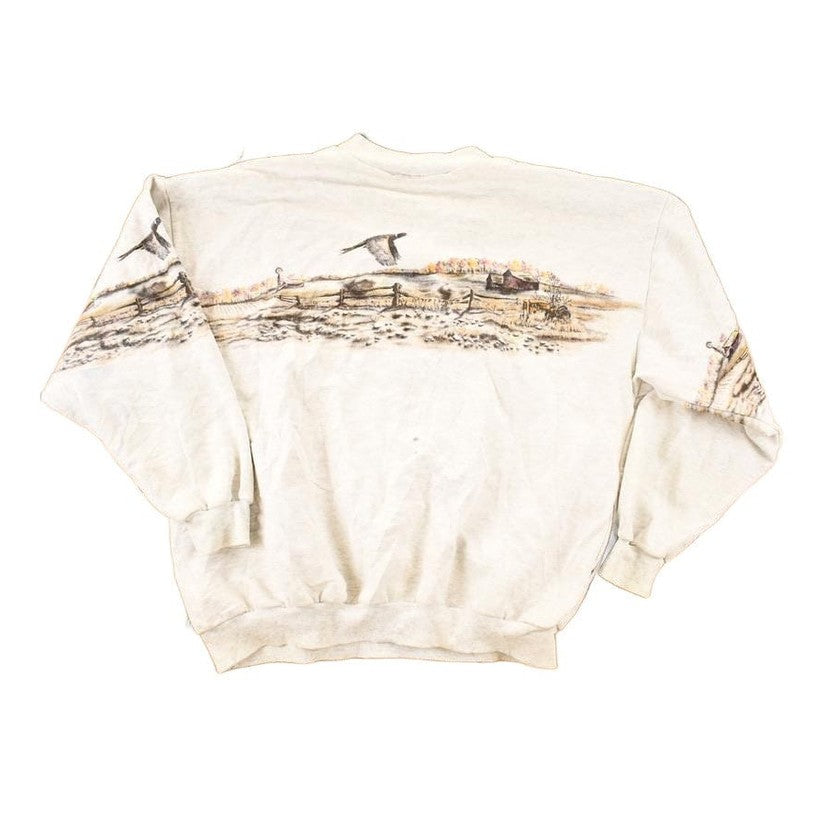 Other Clothing > Gender Neutral Adult Clothing > Hoodies & Sweatshirts > Sweatshirts Vintage 1990s Art Unlimited pheasant wilderness scene Double Collar Sweatshirt Men's L