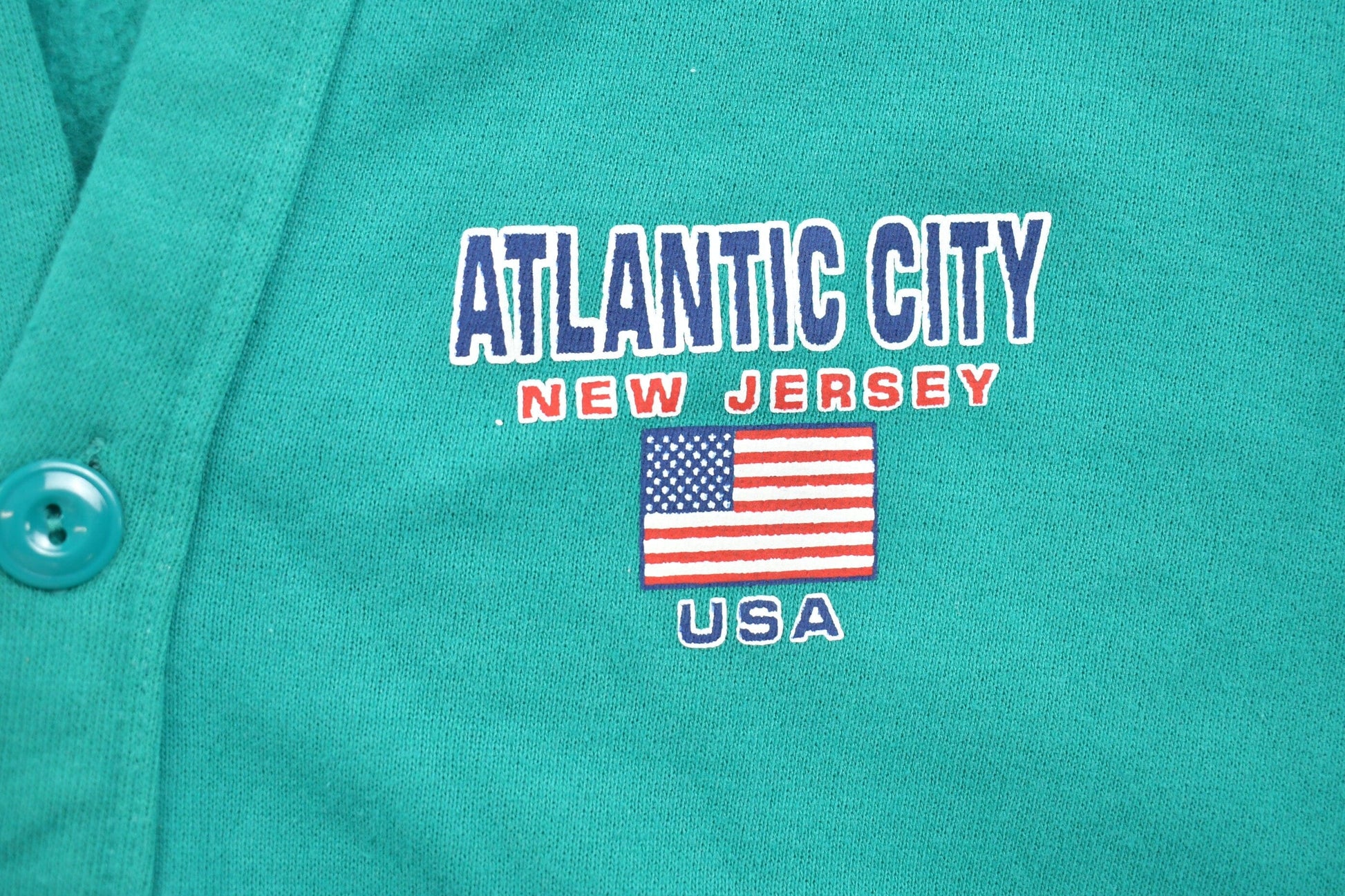 Other Clothing > Gender Neutral Adult Clothing > Hoodies & Sweatshirts > Sweatshirts Vintage 1990s Atlantic City New Jersey Cardigan Sweater Men's Medium