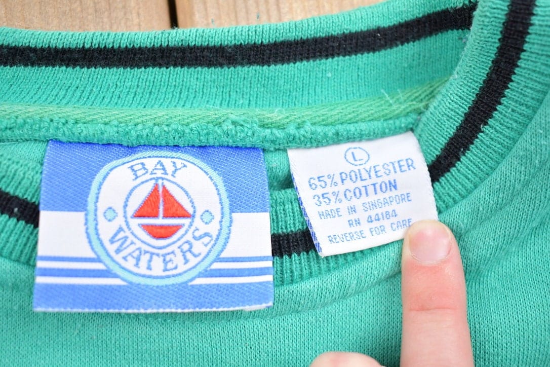 Other Clothing > Gender Neutral Adult Clothing > Hoodies & Sweatshirts > Sweatshirts Vintage 1990s Bay Waters Turquoise Crewneck Sweatshirt Women's L