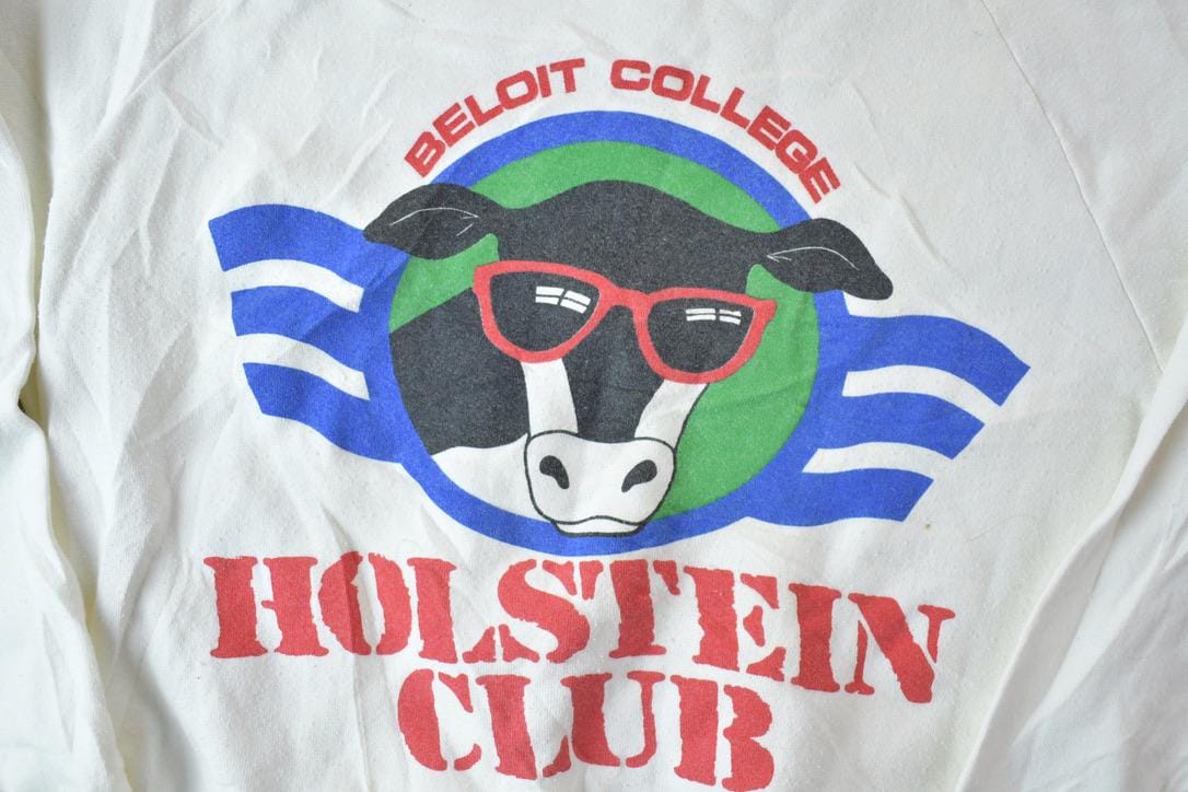 Other Clothing > Gender Neutral Adult Clothing > Hoodies & Sweatshirts > Sweatshirts Vintage 1990s Beloit College Holstein Club Cow Collegiate Crewneck Men's Large/ Embroidered / NCAA Sweatshirt / Sportswear / Americana