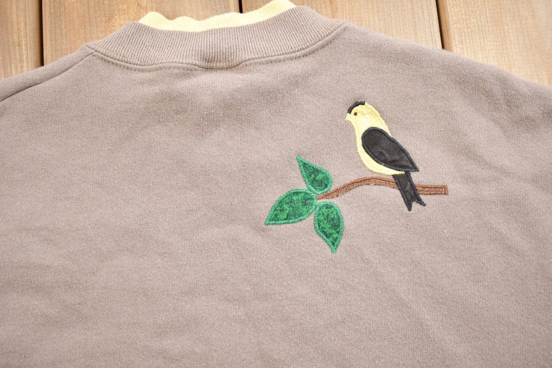 Other Clothing > Gender Neutral Adult Clothing > Hoodies & Sweatshirts > Sweatshirts Vintage 1990s Bird Feeder Theme Crewneck Sweater / 90s Crewneck / Grandma Sweater / Streetwear / Made In USA / Animal Theme / Jerzees