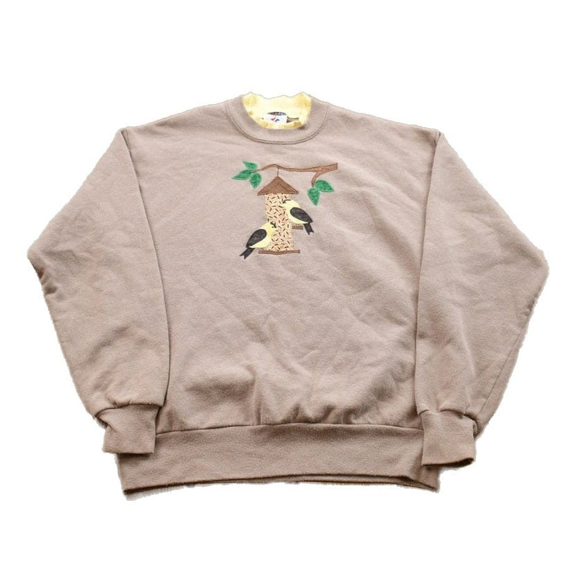 Other Clothing > Gender Neutral Adult Clothing > Hoodies & Sweatshirts > Sweatshirts Vintage 1990s Bird Feeder Theme Crewneck Sweater / 90s Crewneck / Grandma Sweater / Streetwear / Made In USA / Animal Theme / Jerzees
