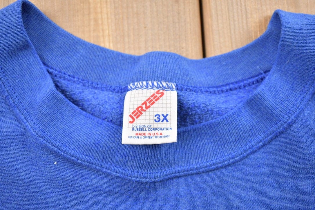 Other Clothing > Gender Neutral Adult Clothing > Hoodies & Sweatshirts > Sweatshirts Vintage 1990s Blank Blue Crewneck Sweatshirt / 90s Crewneck / Made In USA / Essential / Streetwear / 90s Blank / Vintage Jerzees Crewneck