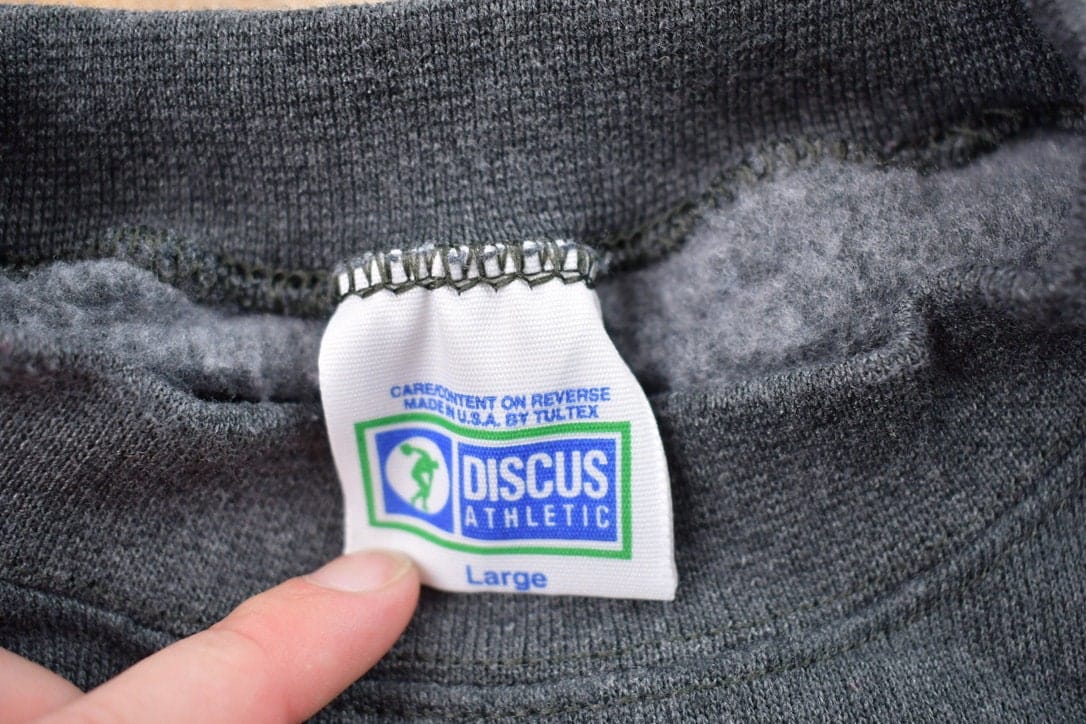 Other Clothing > Gender Neutral Adult Clothing > Hoodies & Sweatshirts > Sweatshirts Vintage 1990s Blank Crewneck Sweatshirt Men's Large/ 90s Crewneck / Made In USA / Essential / Streetwear / 90s Blank / Grey Crewneck / Discus Athletic