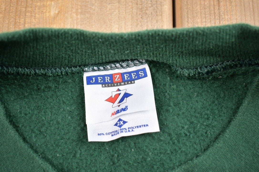 Other Clothing > Gender Neutral Adult Clothing > Hoodies & Sweatshirts > Sweatshirts Vintage 1990s Blank Green Crewneck Sweatshirt Men's 2XL