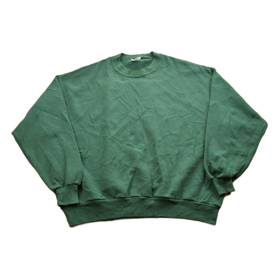 Other Clothing > Gender Neutral Adult Clothing > Hoodies & Sweatshirts > Sweatshirts Vintage 1990s Blank Green Crewneck Sweatshirt Men's 2XL