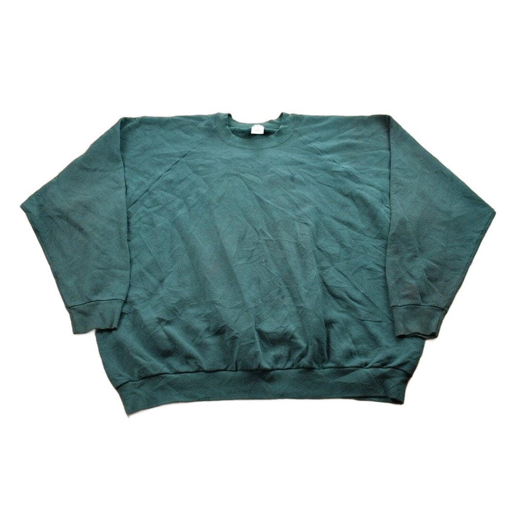 Other Clothing > Gender Neutral Adult Clothing > Hoodies & Sweatshirts > Sweatshirts Vintage 1990s Blank Green Crewneck Sweatshirt Men's 3XL
