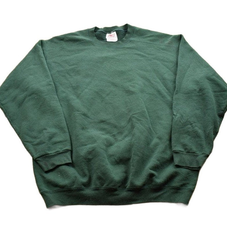 Other Clothing > Gender Neutral Adult Clothing > Hoodies & Sweatshirts > Sweatshirts Vintage 1990s Blank Green Crewneck Sweatshirt Men's XL