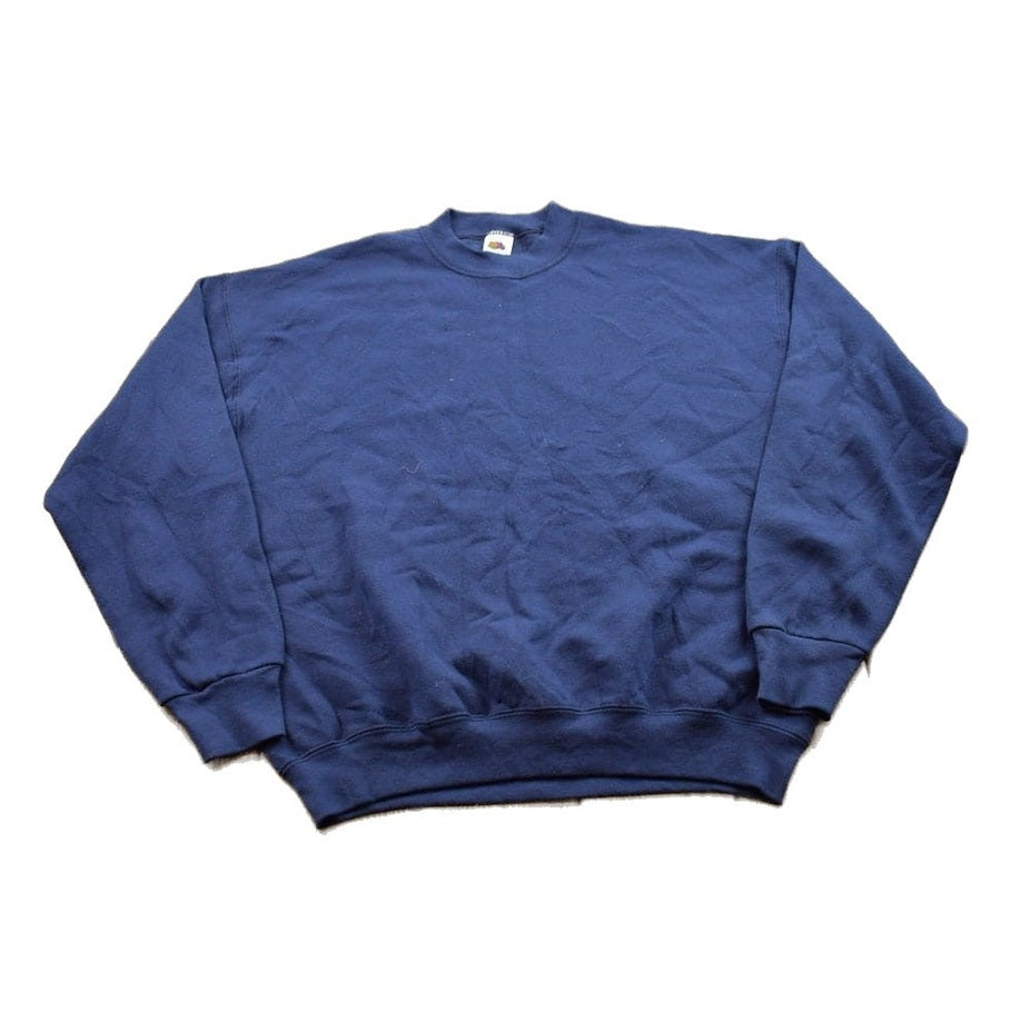 Other Clothing > Gender Neutral Adult Clothing > Hoodies & Sweatshirts > Sweatshirts Vintage 1990s Blank Navy Blue Crewneck Sweatshirt / 90s Crewneck / Made In USA / Essential / Streetwear / 90s Blank / Blue Crewneck