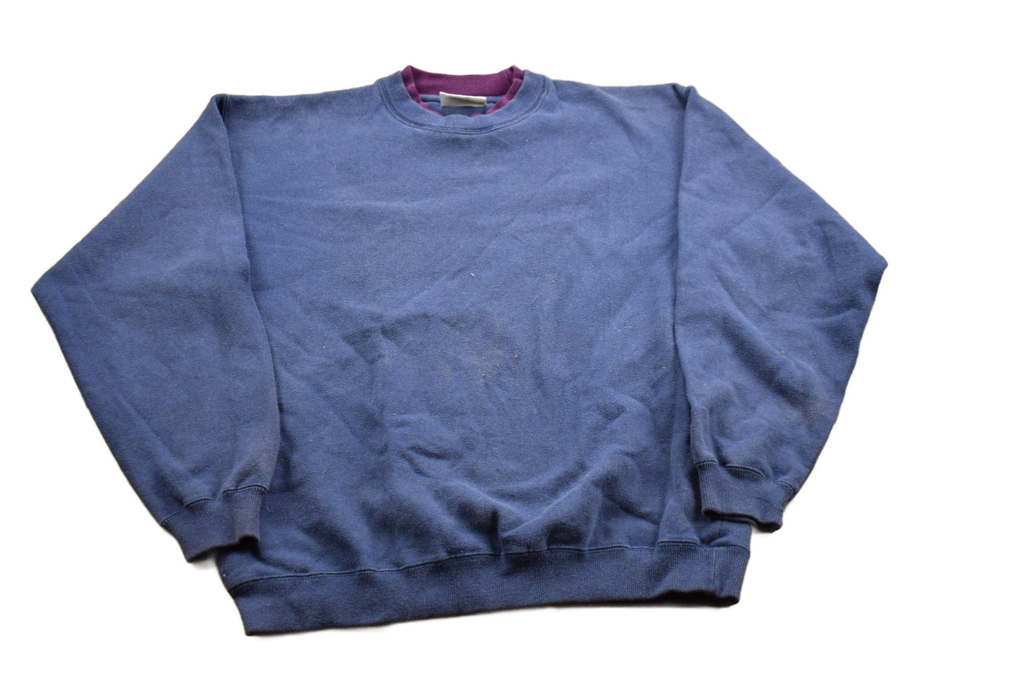Other Clothing > Gender Neutral Adult Clothing > Hoodies & Sweatshirts > Sweatshirts Vintage 1990s Blank Navy Blue Crewneck Sweatshirt Men's Small/ 90s Crewneck / Double Collar / Essential / Streetwear / 90s Blank / Sportswear
