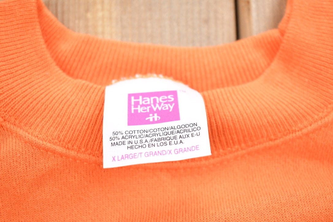 Other Clothing > Gender Neutral Adult Clothing > Hoodies & Sweatshirts > Sweatshirts Vintage 1990s Blank Orange Crewneck Sweatshirt