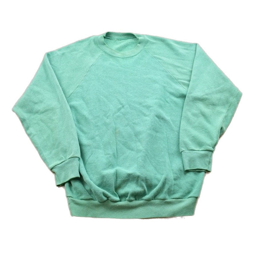 Other Clothing > Gender Neutral Adult Clothing > Hoodies & Sweatshirts > Sweatshirts Vintage 1990s Blank Turquoise Crewneck Sweatshirt Men's Small