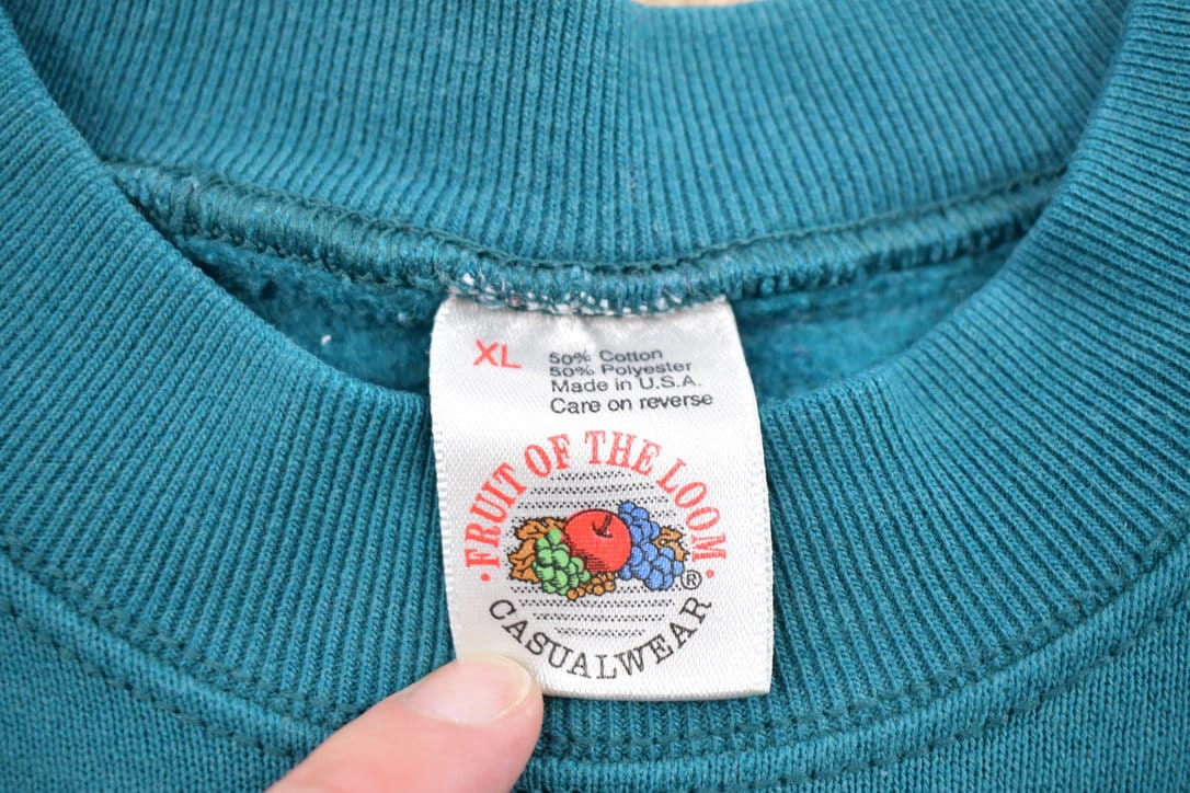 Other Clothing > Gender Neutral Adult Clothing > Hoodies & Sweatshirts > Sweatshirts Vintage 1990s Blank Turquoise Crewneck Sweatshirt Women's L