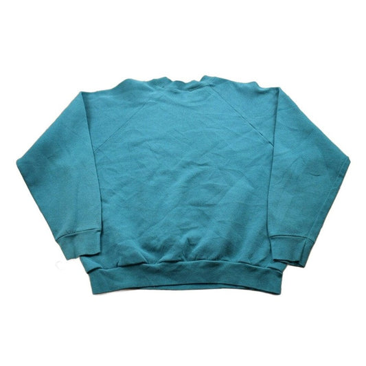 Other Clothing > Gender Neutral Adult Clothing > Hoodies & Sweatshirts > Sweatshirts Vintage 1990s Blank Turquoise Crewneck Sweatshirt Women's L
