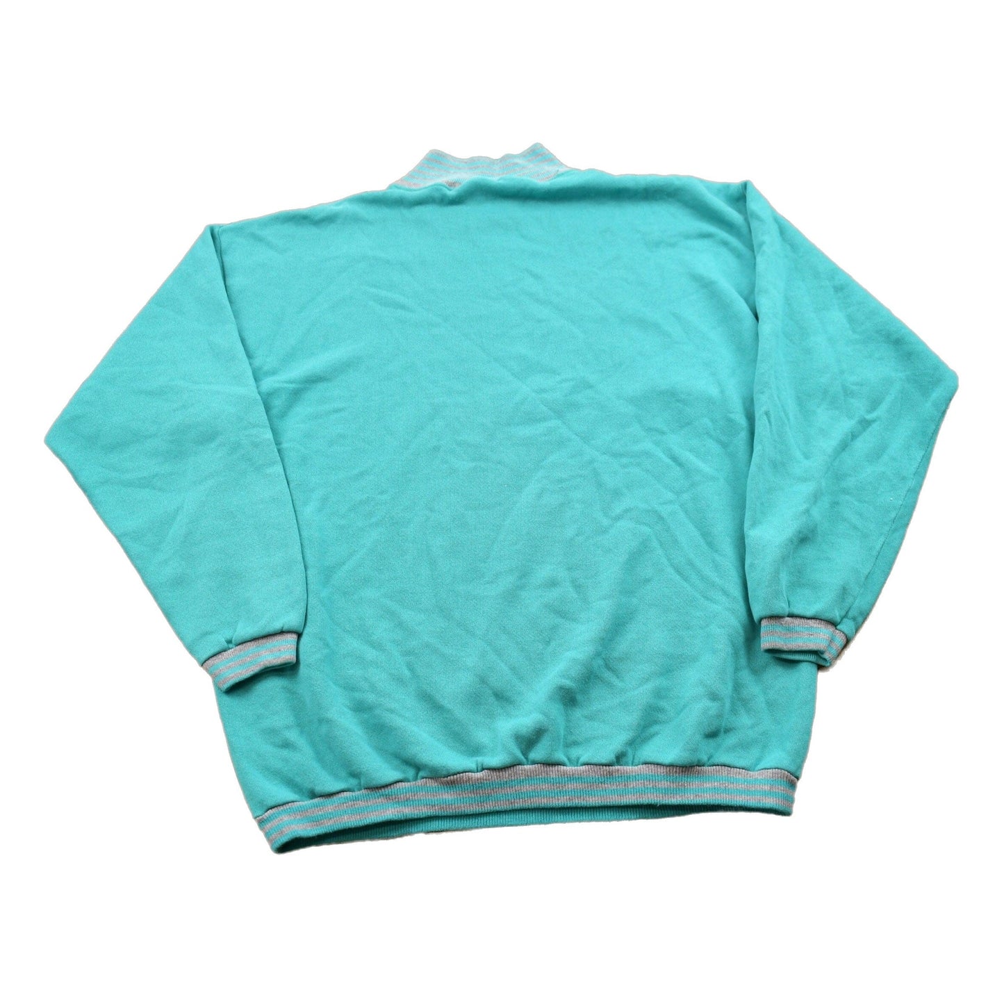 Other Clothing > Gender Neutral Adult Clothing > Hoodies & Sweatshirts > Sweatshirts Vintage 1990s Bold Spirit Turquoise Blank Sweatshirt / 90s Sweatshirt / Made In USA / Essential / Streetwear / 90s Blank / Striped Collar