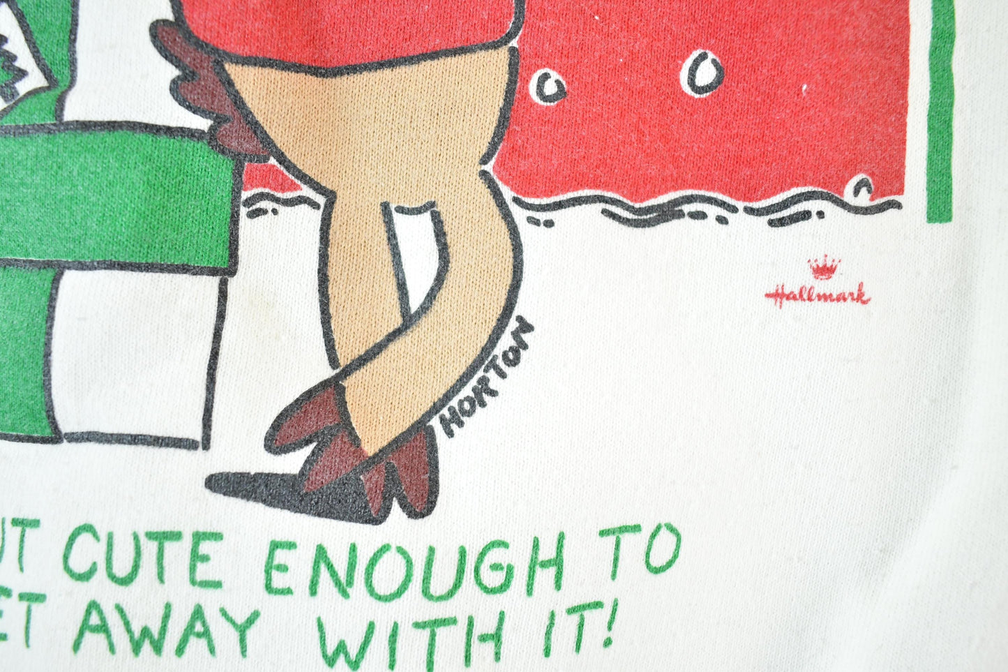 Other Clothing > Gender Neutral Adult Clothing > Hoodies & Sweatshirts > Sweatshirts Vintage 1990s Cartoon Naughty Reindeer Christmas Crewneck Sweatshirt Mens L