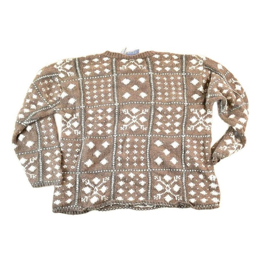 Other Clothing > Gender Neutral Adult Clothing > Hoodies & Sweatshirts > Sweatshirts Vintage 1990s Crazy Horse Knit Abstract Pattern Crewneck Sweater Mens L