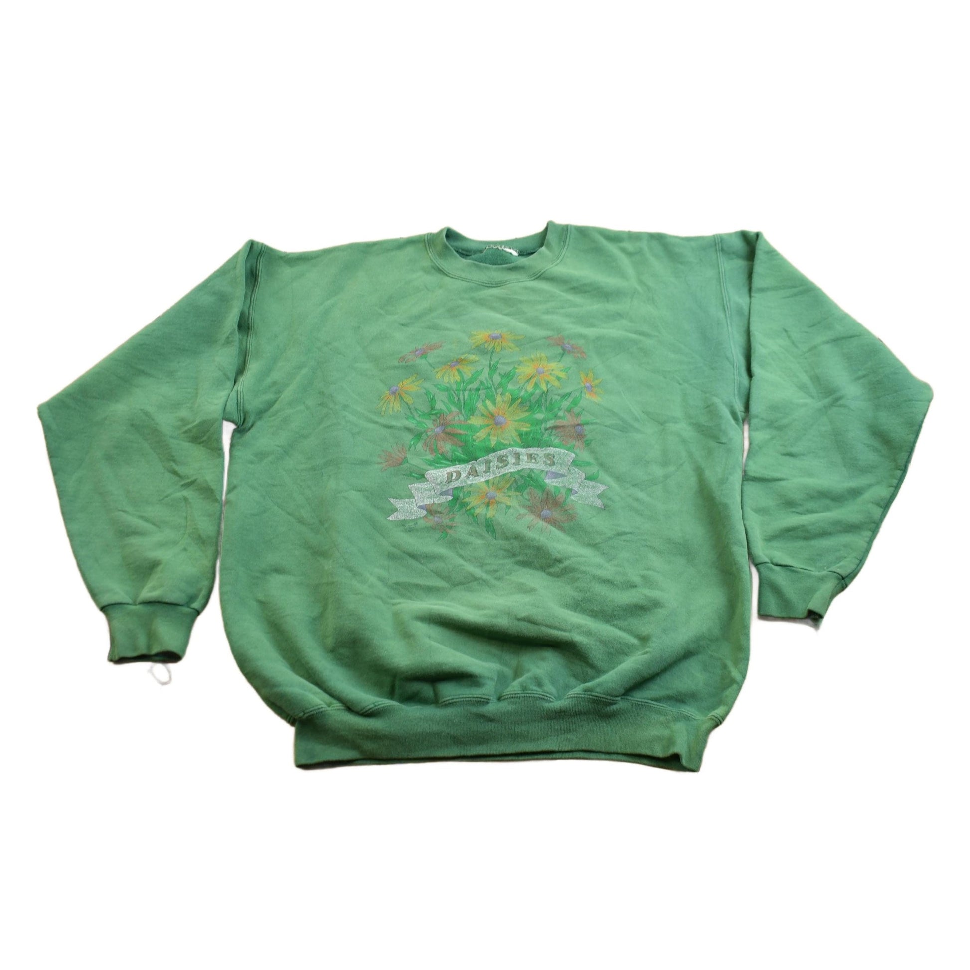 Other Clothing > Gender Neutral Adult Clothing > Hoodies & Sweatshirts > Sweatshirts Vintage 1990s Daisy Graphic Crewneck Sweater Men's Large