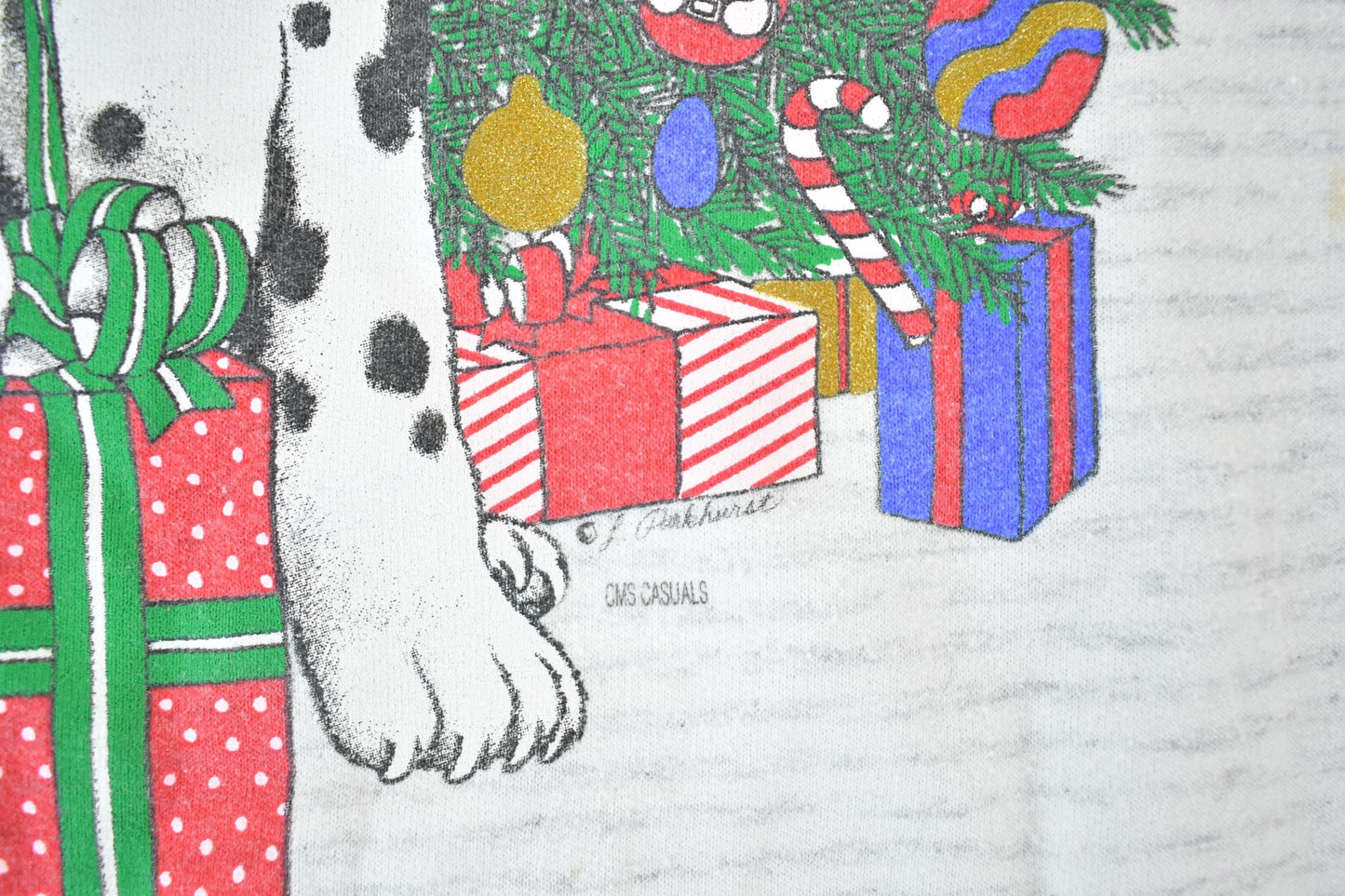 Other Clothing > Gender Neutral Adult Clothing > Hoodies & Sweatshirts > Sweatshirts Vintage 1990s Dalmatian Christmas Sweater Night Dress Womens XL