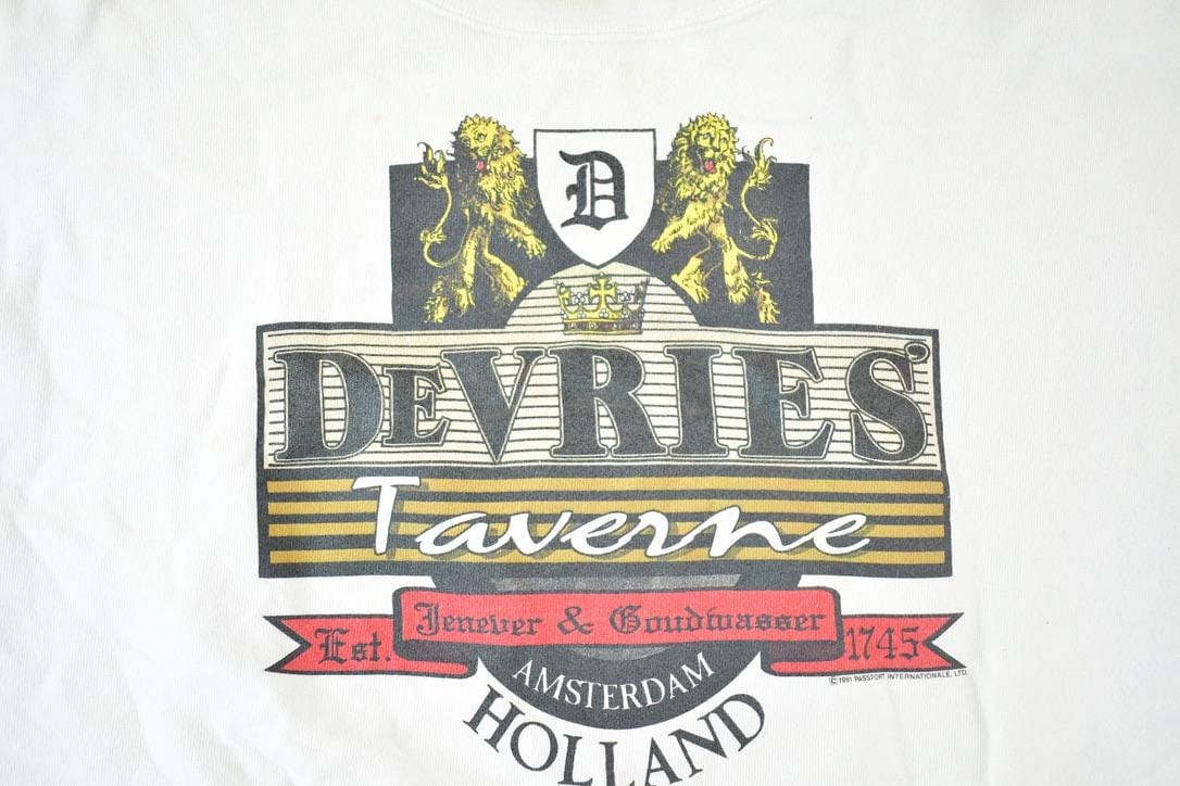 Other Clothing > Gender Neutral Adult Clothing > Hoodies & Sweatshirts > Sweatshirts Vintage 1990s Devries Taverne Amsterdam Crewneck Sweatshirt Mens L