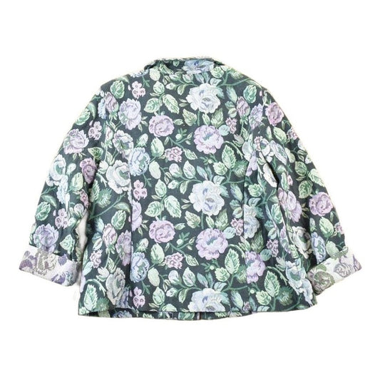 Other Clothing > Gender Neutral Adult Clothing > Hoodies & Sweatshirts > Sweatshirts Vintage 1990s Dressbarn Floral Knit Abstract Pattern Cardigan Zip Up Blazer Women's L