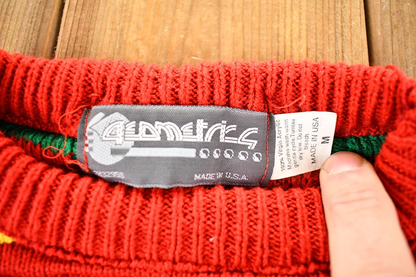 Other Clothing > Gender Neutral Adult Clothing > Hoodies & Sweatshirts > Sweatshirts Vintage 1990s Geometric Knit Abstract Pattern Crewneck Sweater Mens S