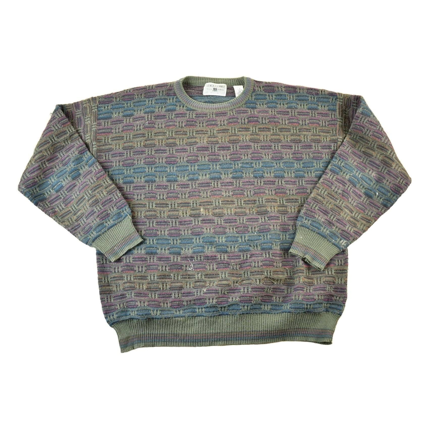 Other Clothing > Gender Neutral Adult Clothing > Hoodies & Sweatshirts > Sweatshirts Vintage 1990s Idea Uomo Wool Knit Sweater Mens L