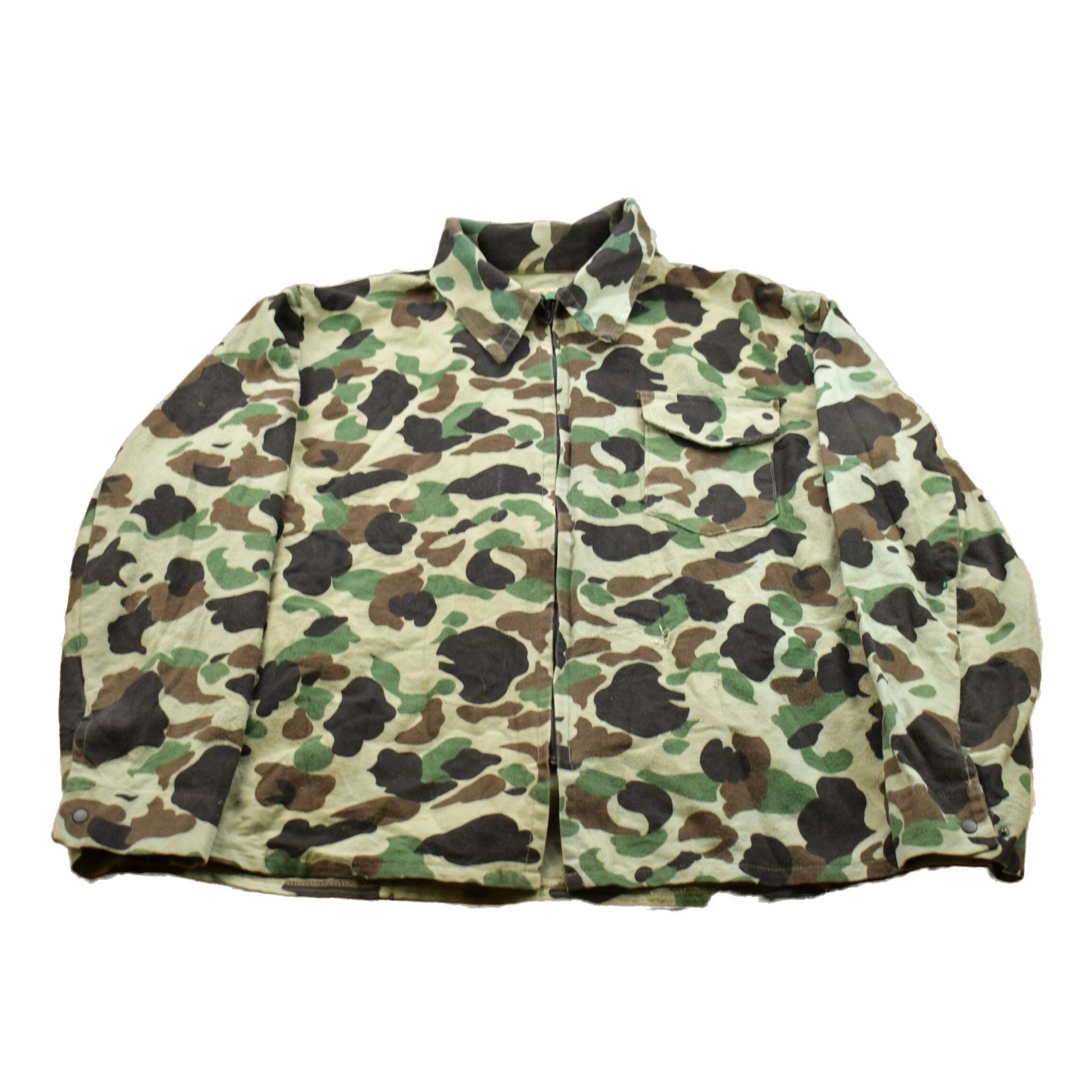 Other Clothing > Gender Neutral Adult Clothing > Hoodies & Sweatshirts > Sweatshirts Vintage 1990s Ideal Hunting Camo Collared Zip Up Men's XL