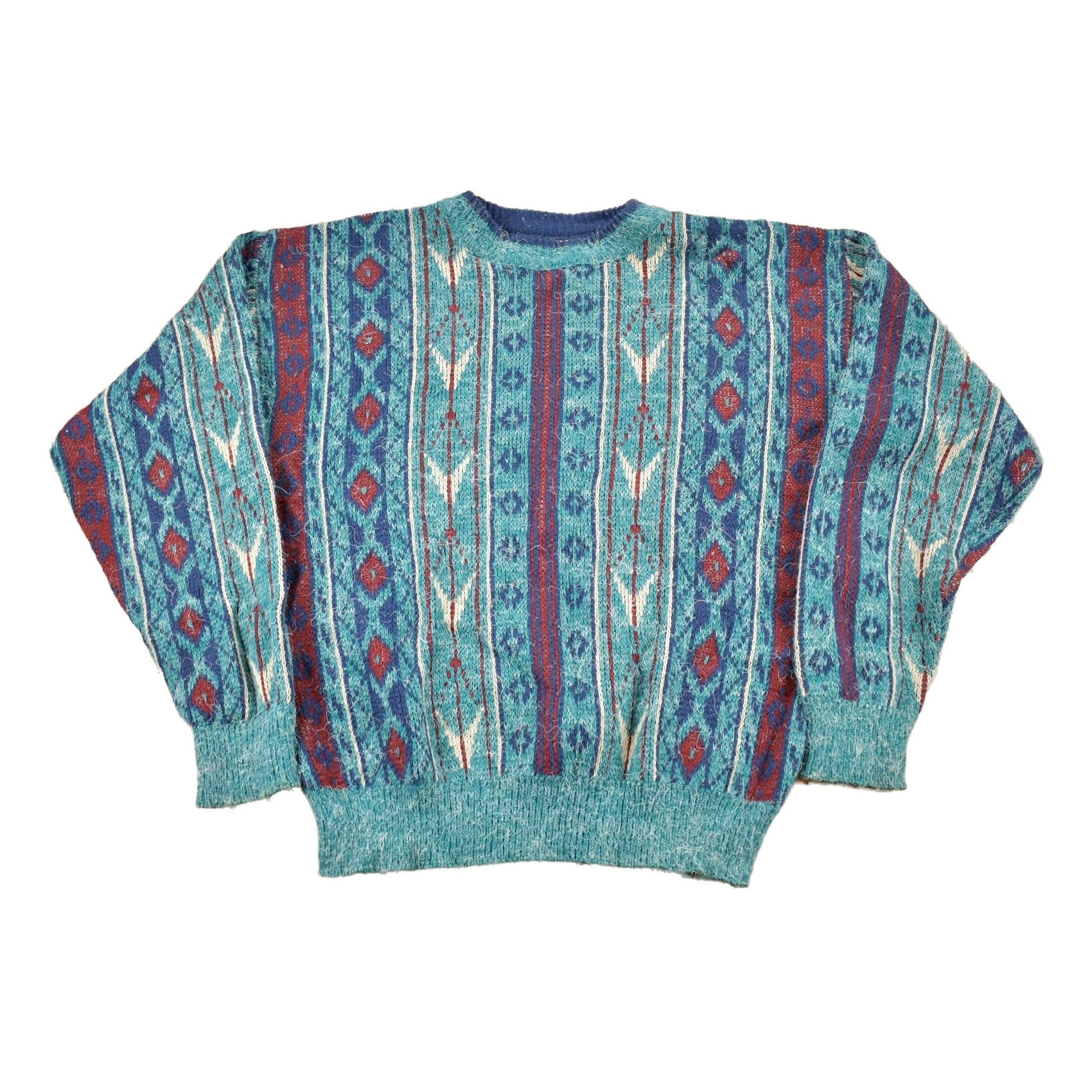 Other Clothing > Gender Neutral Adult Clothing > Hoodies & Sweatshirts > Sweatshirts Vintage 1990s JJ Cochran Abstract Pattern Knit Crewneck Sweater Men's Medium