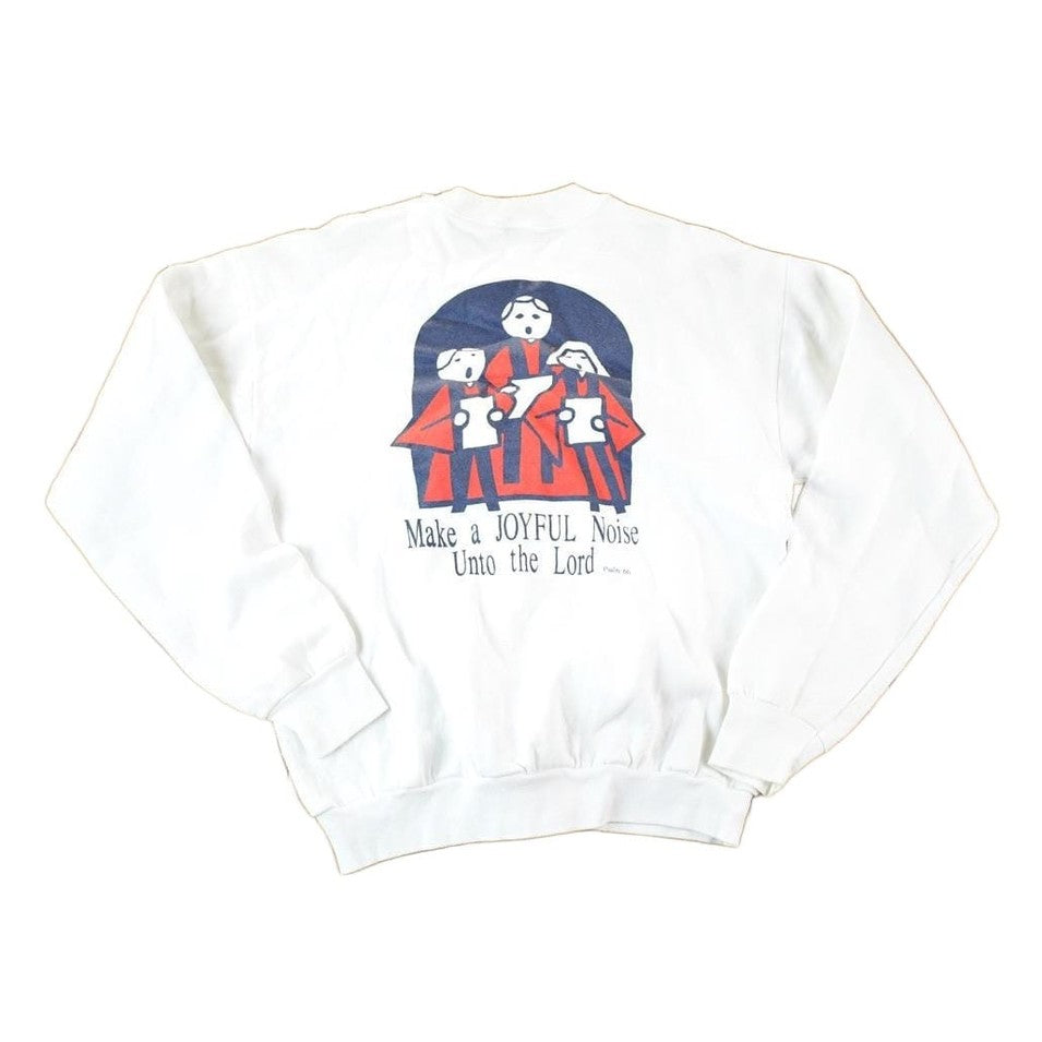 Other Clothing > Gender Neutral Adult Clothing > Hoodies & Sweatshirts > Sweatshirts Vintage 1990s Joyful Noise Unto The World Crewneck Sweatshirt Mens L