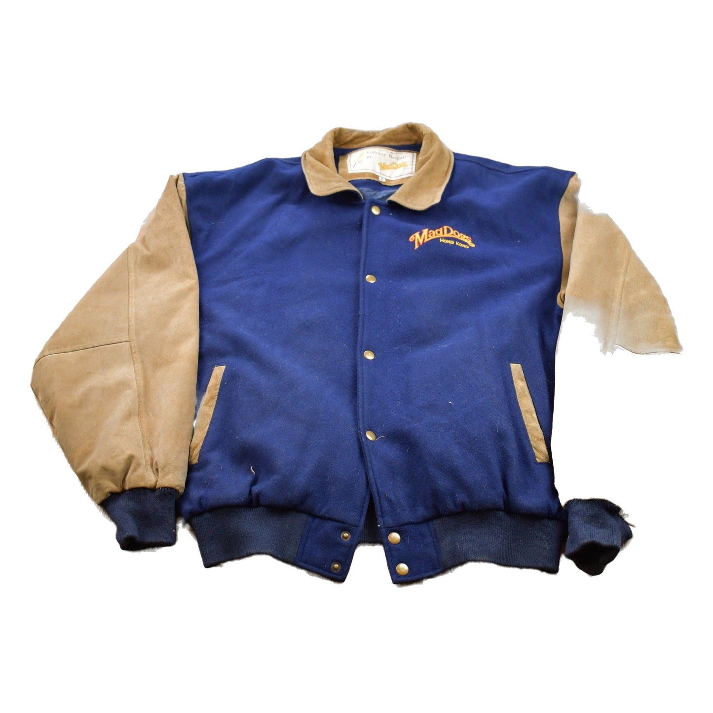 Other Clothing > Gender Neutral Adult Clothing > Hoodies & Sweatshirts > Sweatshirts Vintage 1990s Mad Dogs Hong Kong Wool Varsity Jacket Wool Men's XL