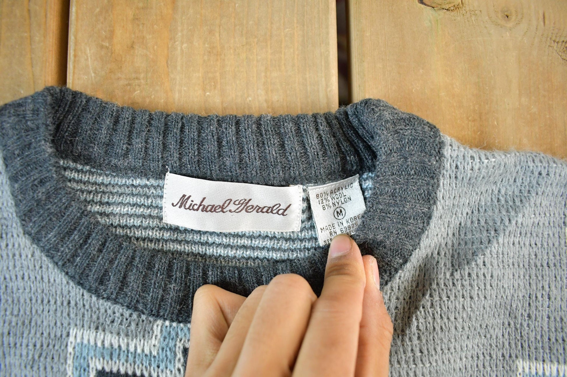 Other Clothing > Gender Neutral Adult Clothing > Hoodies & Sweatshirts > Sweatshirts Vintage 1990s Michael Gerald Abstract Knit Sweater Men's Medium